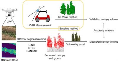 Effects of different ground segmentation methods on the accuracy of UAV-based canopy volume measurements